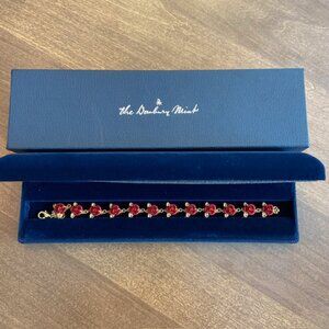 Vintage The Danbury Mint Dozen Red Enamel Roses Bracelet
